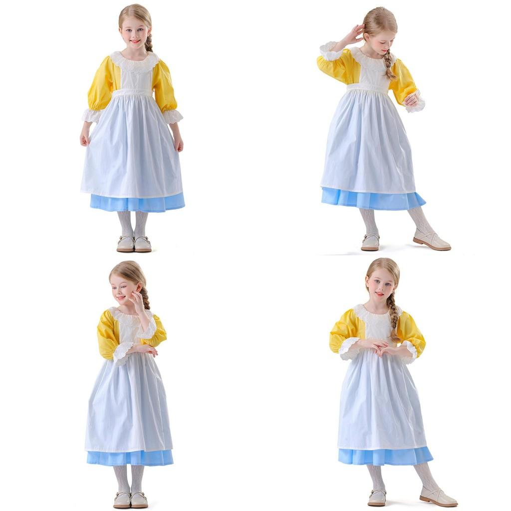 Halloween Farm Girl Costume With Polyester Fabric For Kids Stage Performance