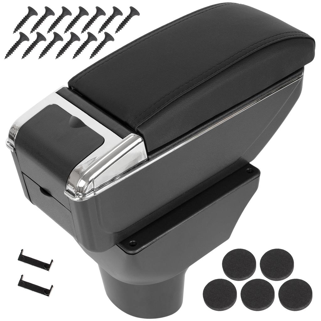Hyundai I20 I 08-14 Armrest with Storage BLACK ECO LEATHER + Installation Kit