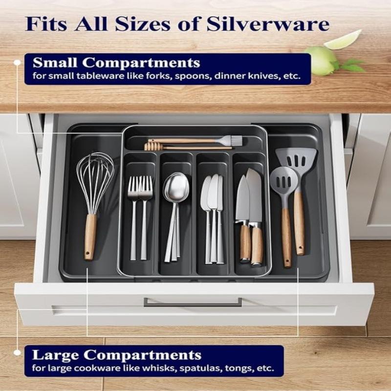 1Pcs Adjustable Expandable Plastic Utensil Drawer Organizer For Spoons Forks Knives
