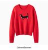 Women's Korean Style Black Dog Jacquard Cashmere Knit Sweater - Slimming, Warm, and Loose Fit for Autumn/Winter