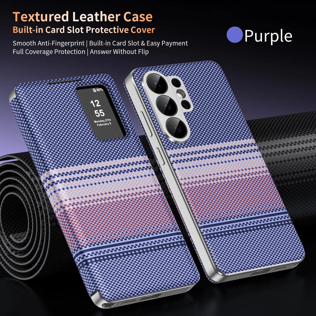 Smart Window View Case for Samsung Galaxy S26 S25 Ultra S26 Plus S25 FE Edge Cover Flip Leather Touch Display Cover Figure Shell