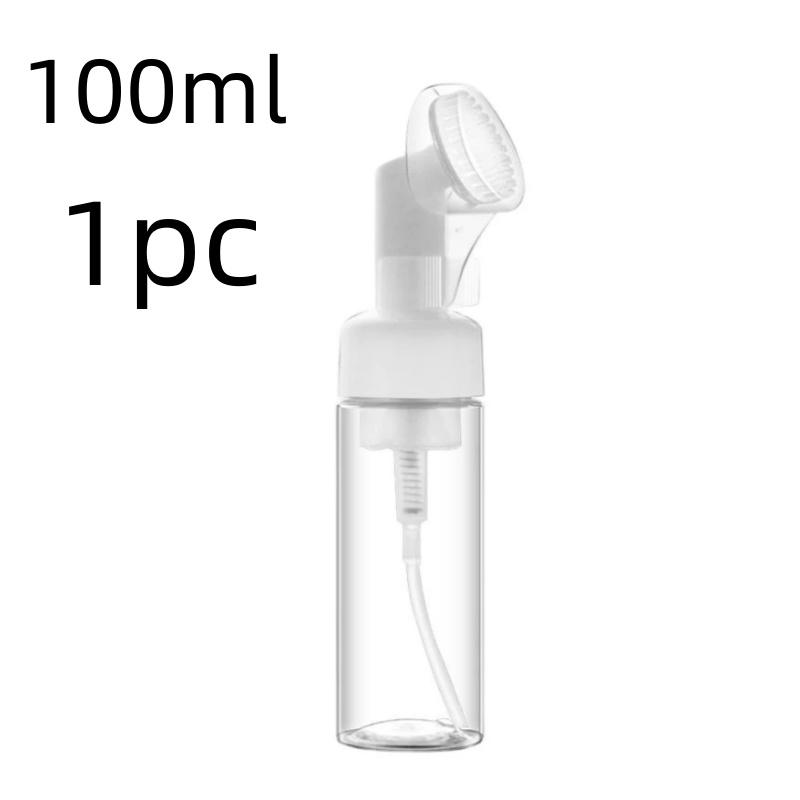 

100ml Soap Foaming Bottle Plastic Facial Cleanser Mousse Pump Dispenser with Silicone Brush Head Refillable Bottle for Shampoo