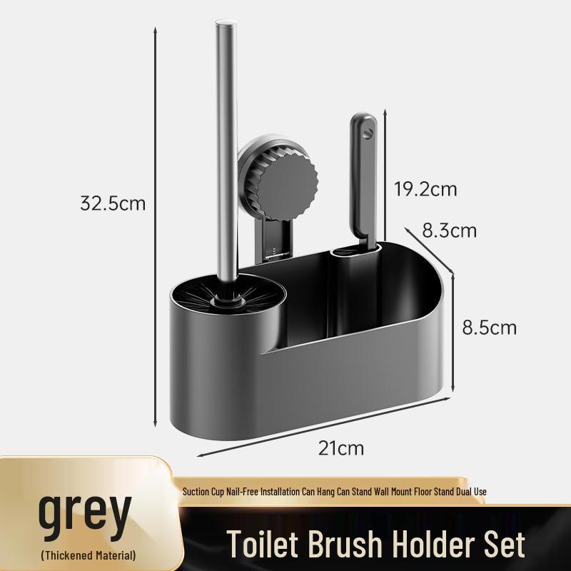Wow Oh Wall-Mounted Toilet Brush: Punch-Free, Multi-functional Cleaning & Storage Solution