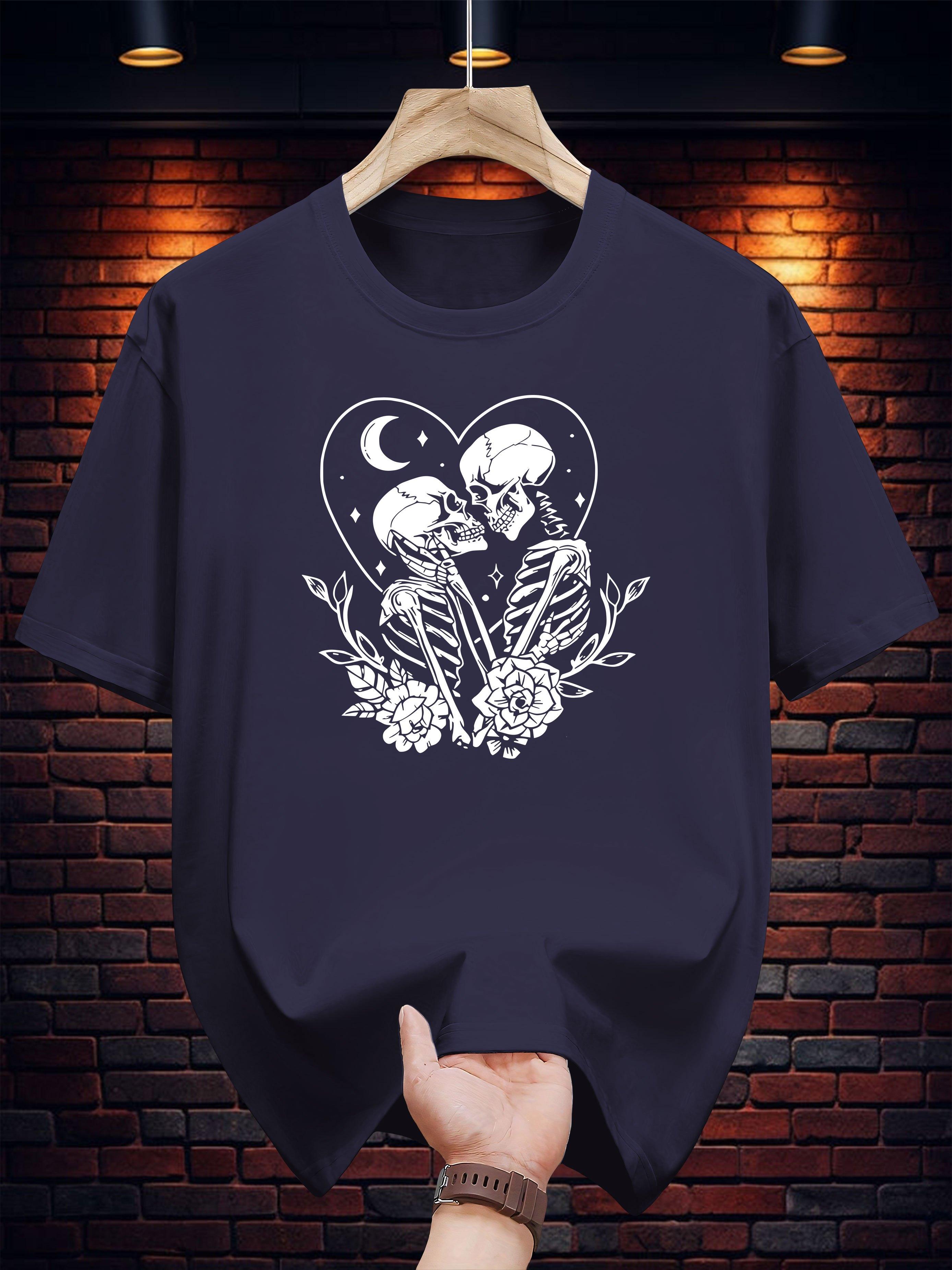 

Print Short Sleeve T-shirt - Romantic Skull & Floral Design S