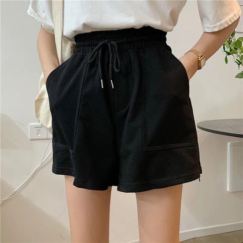 Summer Korean Version High Waisted Loose and Versatile Zipper Wide Leg Casual Sports Shorts for Female Students Hot Pants