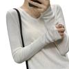 Women's Loose Korean Style V-Neck Thin Sweater - 2023 Long Sleeve Knitted Wool Base Layer Top, White
