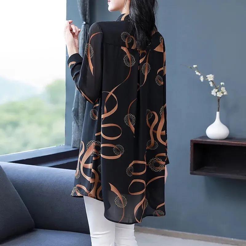 Summer Chiffon Mid-sleeve Top New Style Fashionable Women's Shirt Thin Section