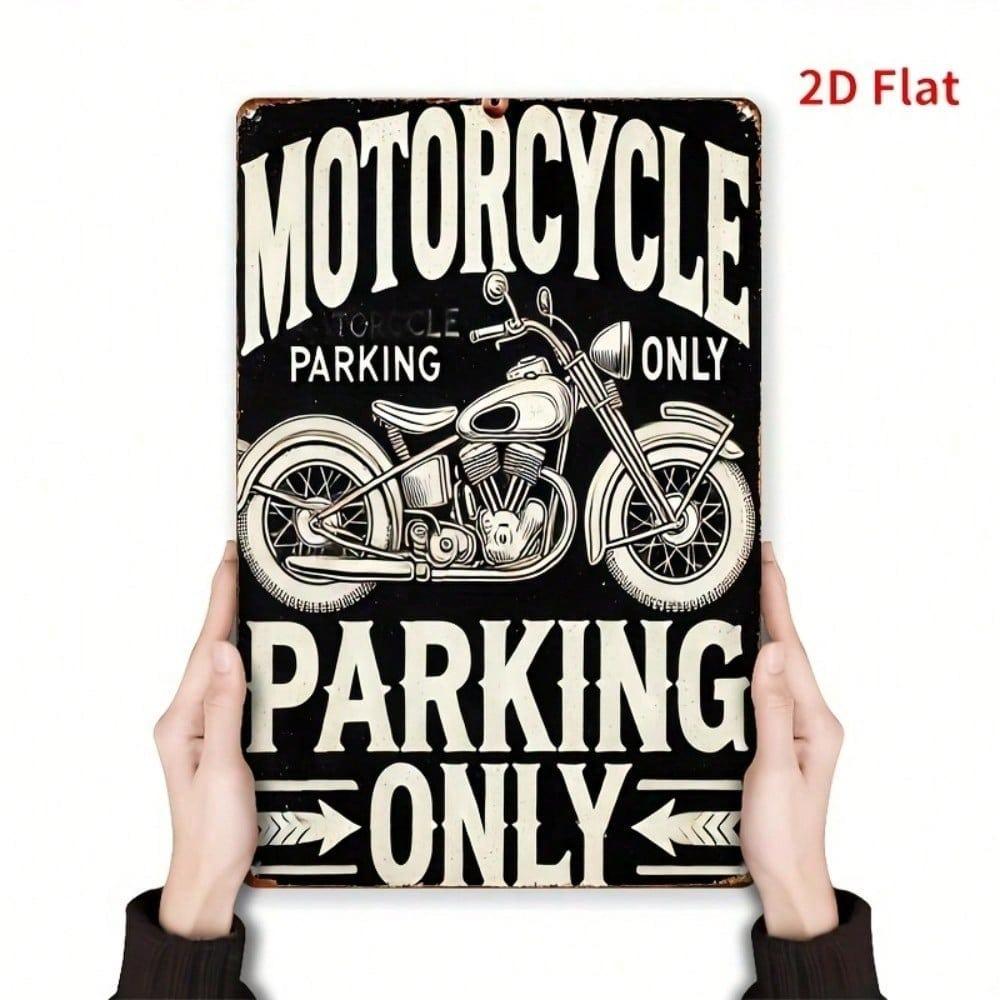 Vintage Motorcycle Parking Metal Sign 8x12 Inch Waterproof Rustproof Flat Iron Wall Decor For Home Bar Cafe Classic Style