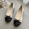 New Fashionable Flat Bottom Shallow Mouth Doudou Shoes Round Head Simple Bow Single Shoes Large Size
