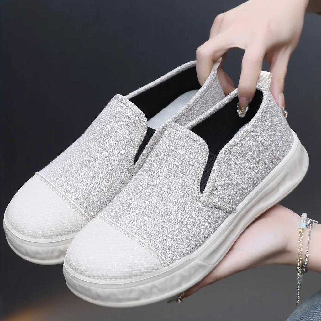 High on Platform Canvas Shoes for Women Original Offer Comfortable and Elegant Cotton Cheap Trends 2025 Deals New Woman Footwear