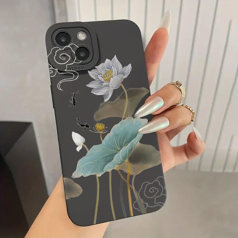 For iPhone 16 15 14 13 12 11 Pro Max Shockproof Blue Floral Pattern Phone Cover For iPhone XS XR 7 8 Plus 16 Soft Silicone Case
