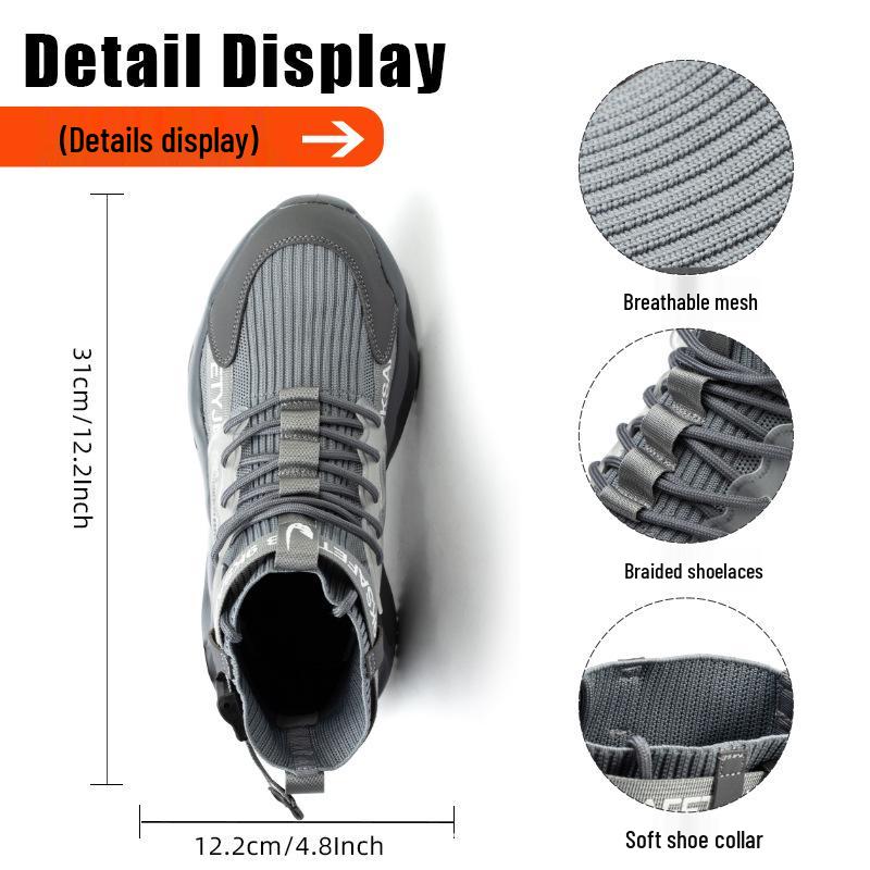 All-Season High-Top Safety Work Shoes: Anti-Smash, Anti-Puncture, Lightweight, Elastic Shock Absorption, Breathable Fly-Knit Design
