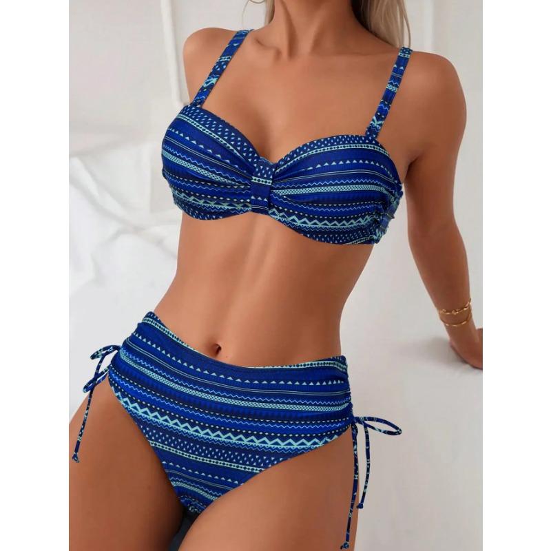 

Леопардовий принт Бікіні Набори Зав язки збоку Виріз Висока талія Високий виріз Купальник з двох частин Жіночий Купальний костюм без спини S