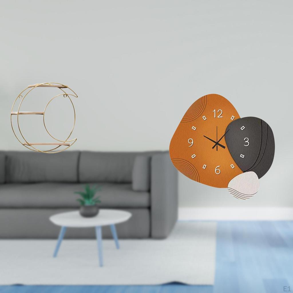 Modern Multifunctional Wall Hanging Shelf And Clock Decorative Space Saving Art Ornament for Bedroom