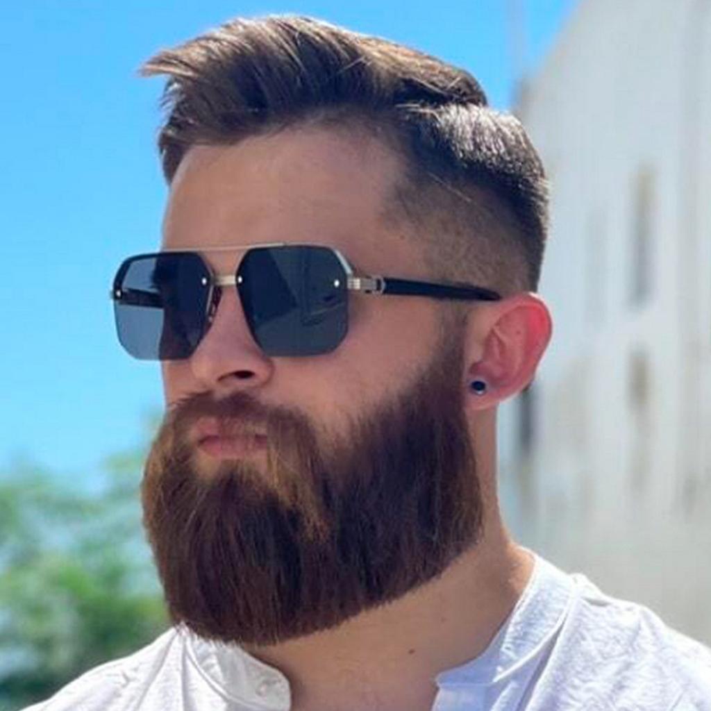 Metal Double Beam Square Sunglasses Men Half Frame Pilot Fashion Advanced Personality Stylish Eyewear
