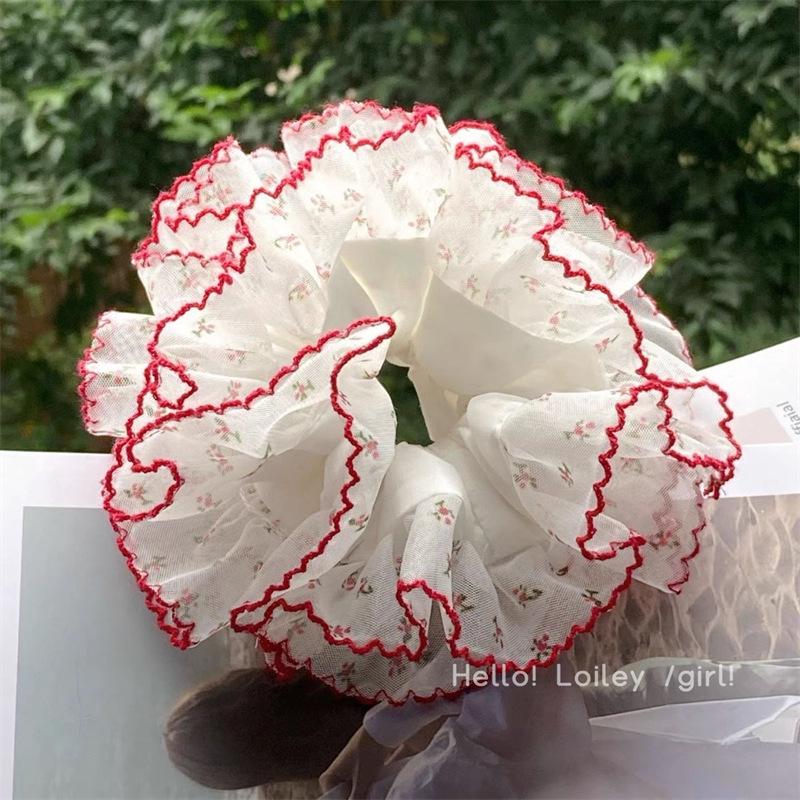 Sweet Floral Lace Hair Tie Edge White Headdress