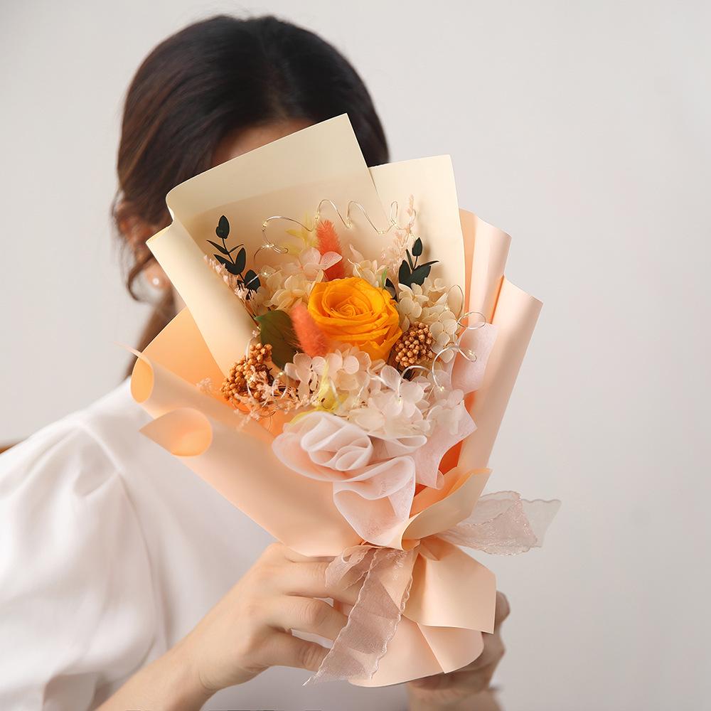 Eternal High-End Rose Bouquet with Real Fresh Flowers