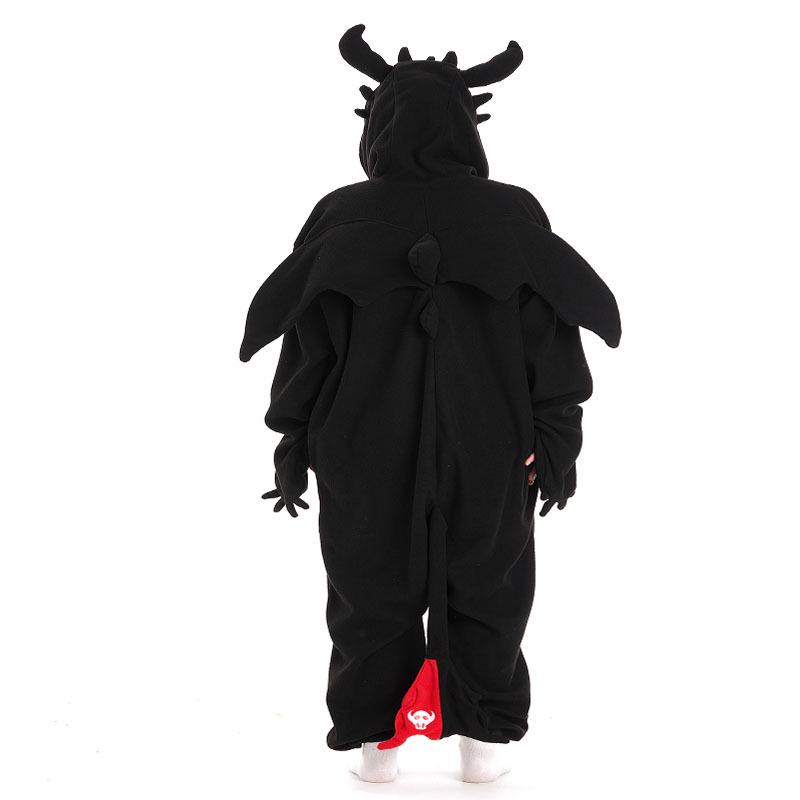 Black & White Dragon Cartoon Onesie Pajamas, Couple Style, Medium-Thick, Plus Size Homewear.