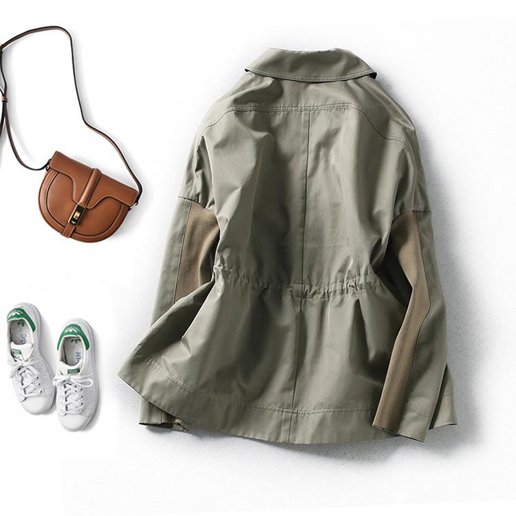 

Инструментальный тренч женский новый весенний короткий маленький тонкий плащ модная женская одежда L армия зеленый