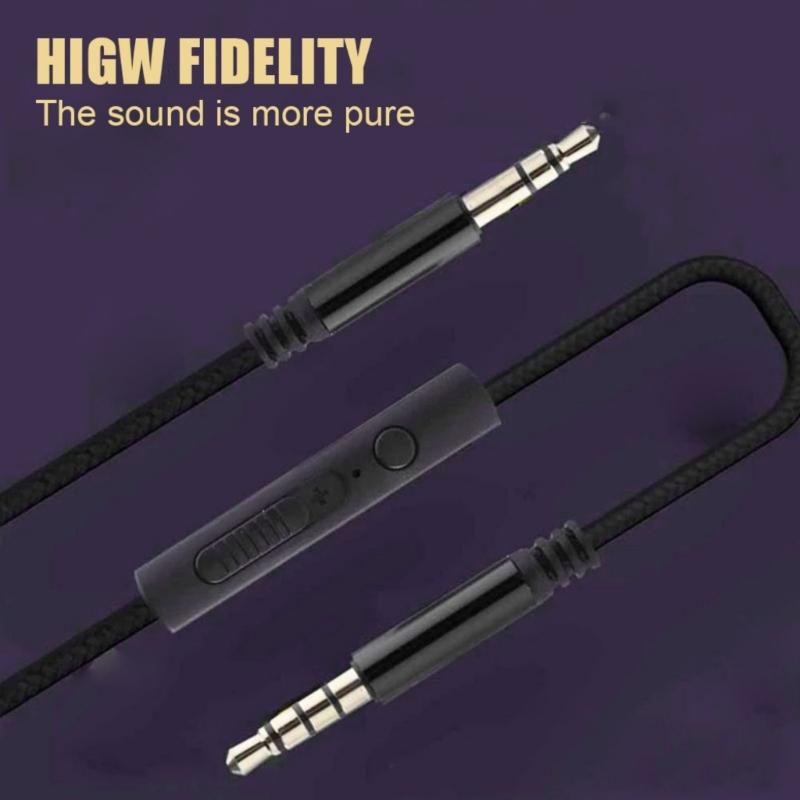 120CM 3.5mm Auditory Cable with Microphones Voice Control for Headphones Car Speakers Smartphones