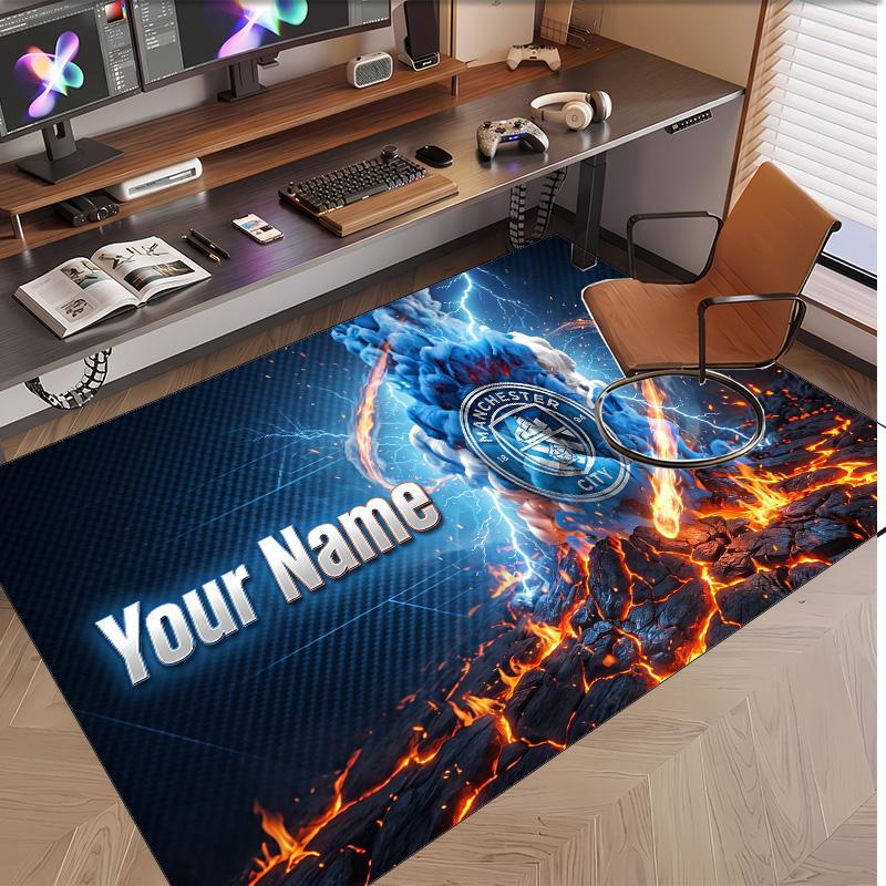 Personalized Crystal Velvet Carpet Manchester City Pattern Non Slip Floor Rug