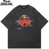 Hip Hop Faded Black TShirt Streetwear Sun Eye Graphic T Shirt Printed Men Tshirt  Cotton Tops Tees Hipster Apparel