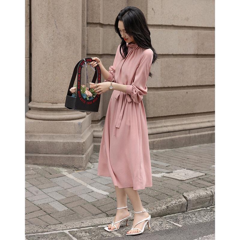 Women's Ruffle Collar Airy Acetate Midi Dress