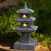 Escultura Decorativa de Arte para Césped, Pagoda Solar, Estatua de Jardín, Adorno Exterior de Resina de 3/4 Capas, Figura LED para Patio Trasero, Adorno Alimentado por Energía para Paisaje