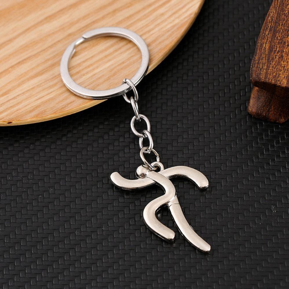 Running Metal Sports Logo Keychain Weightlifting Zinc Zinc Alloy Pendant Simple Key Ring Ornaments Girls