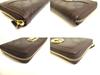 Authentic GUCCI GG Dark Brown Leather Round Zip Wallet #a735  Refurbished