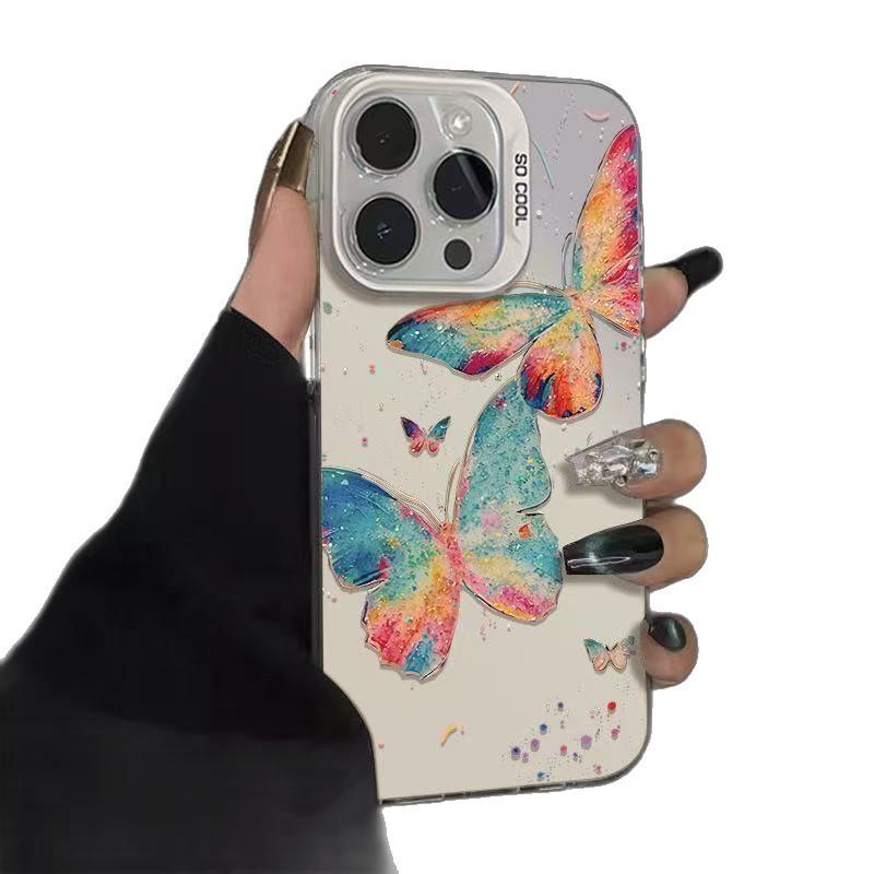 The new colored butterfly is suitable for iphone17 mobile phone case Apple 16promax/15 anti-drop 14pro13 Europe and America