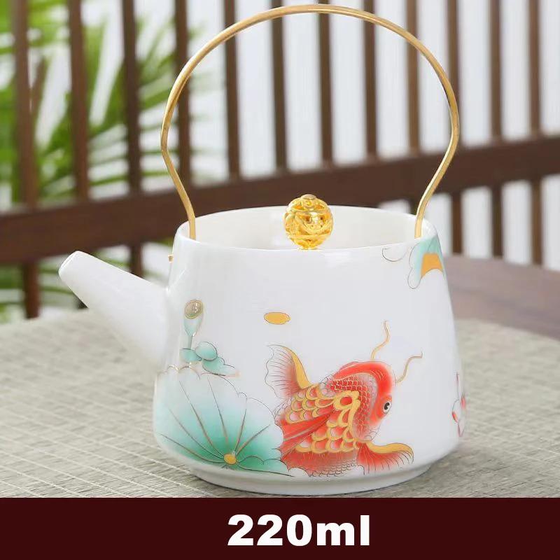 High Quality Suede Jade White Porcelain Teapot Puer Tea Pot and Cup Set Heated Kettle Teaware Teapots Chinese Mug Service Clay