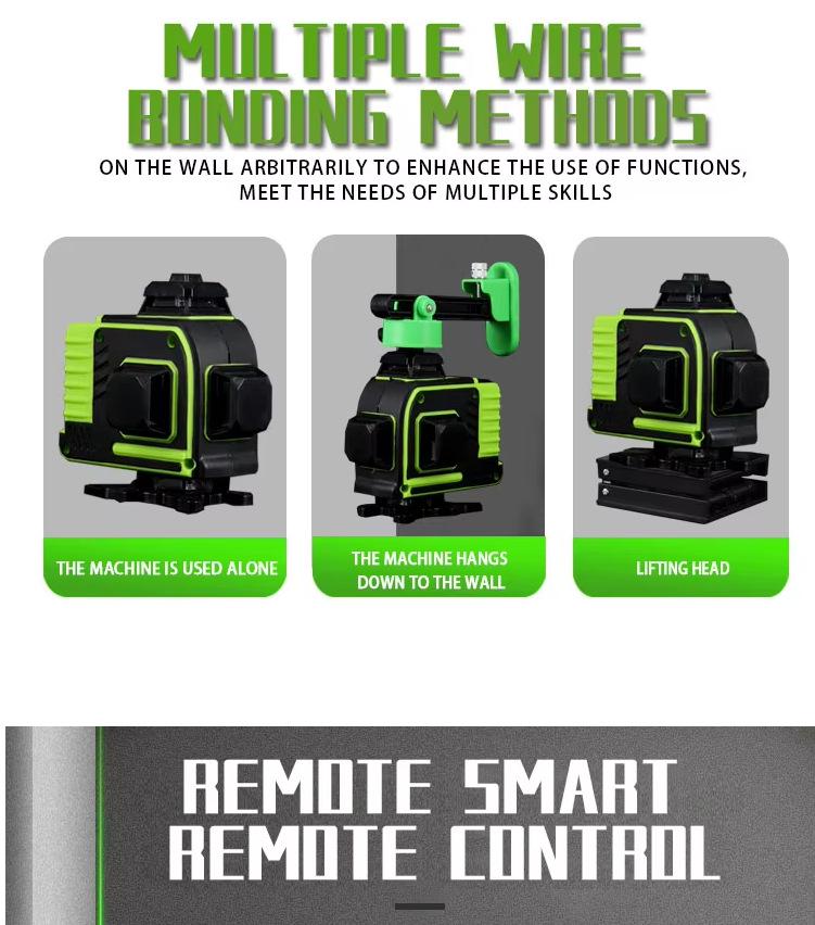 16-Line High Precision Green Laser Level Projector for Indoor & Outdoor Use