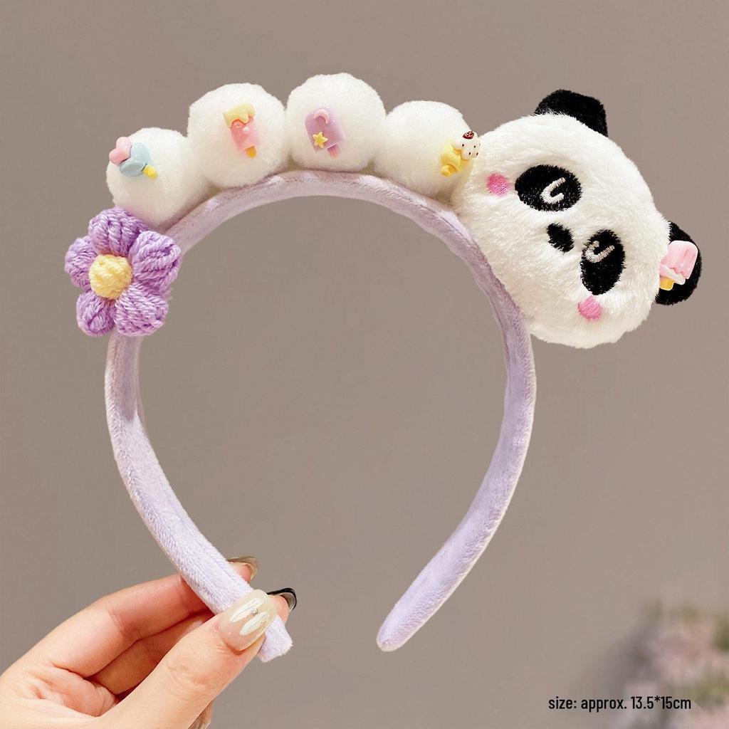Cute Bamboo Leaf Panda Headband for Women and Children - Plush Zoo Panda Design