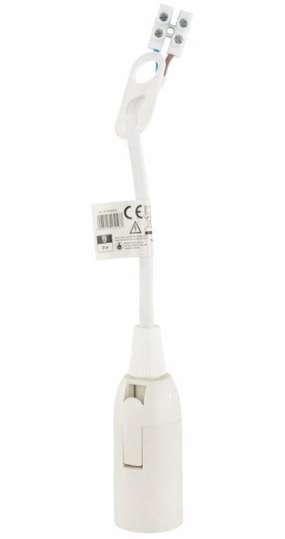 E14 Construction Renovation Light Socket with 20cm Cable, White