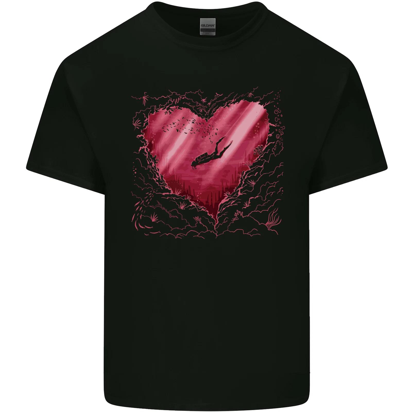 Scuba Diving Heart Ocean Diver Kids T-Shirt Childrens S