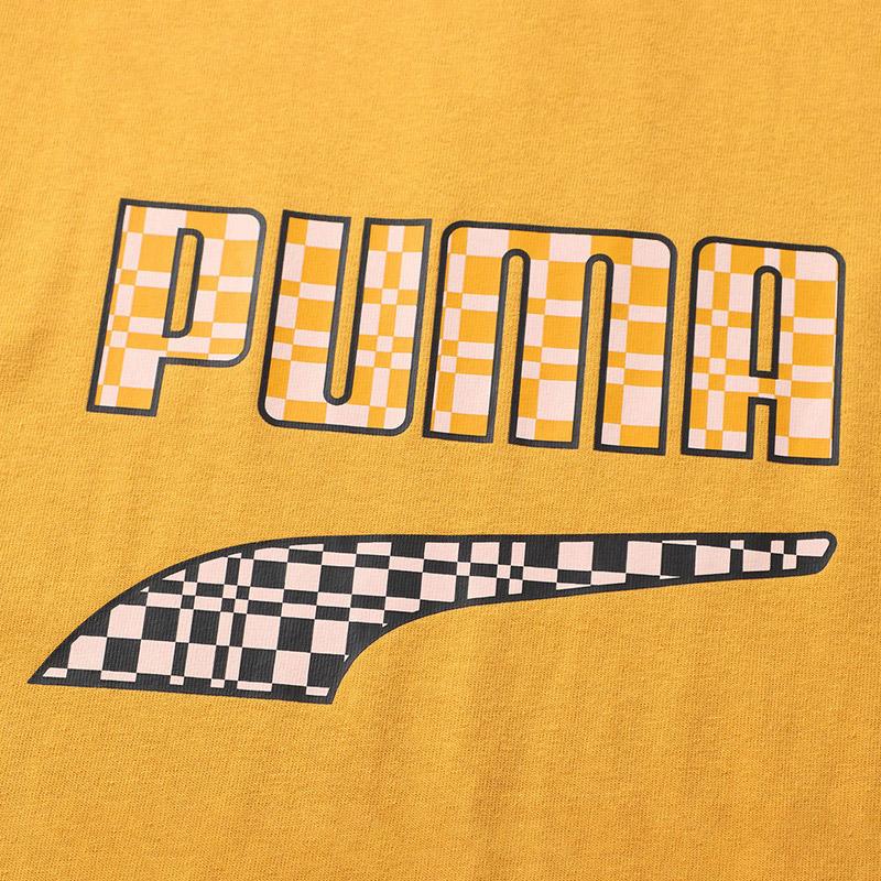 Puma Fun Logo Print Sporty Crew Neck T-Shirt Men Tops Orange 533042-37