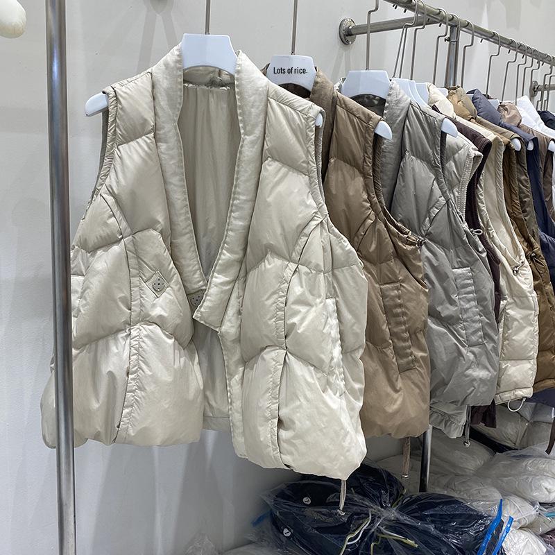 Women's Hand-Stitched Thickened V-Neck Down Vest - European Style Winter Jacket 2024