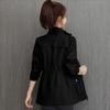 Women's Spring and Autumn Design Double-layer Zipper Collar Waist Thin Trench Coat Solid Color Slim Elegant Jacket