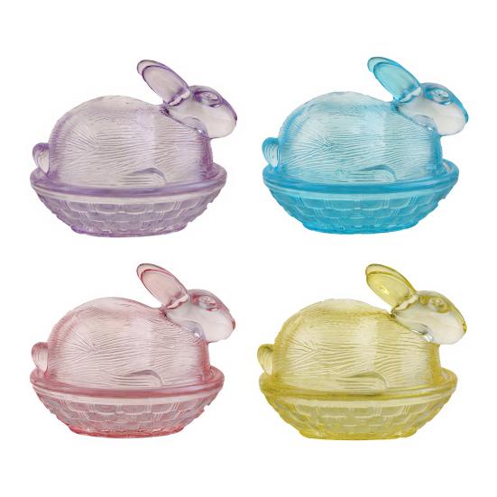 Glass Bunny Candy Dish Easter Bunny Candy Bowl with Lid Snack Serving Dish for Party