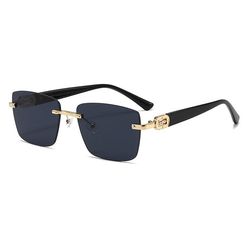 Frameless Fashion Trimmed Sunglasses Men'S High-End Sense Uv-Proof Business Wind Driver Driving Sunglasses