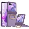 Para Motorola Razr 50/60 com Protetor de Tela Embutido, Suporte de Anel Proteção da Dobradiça Capa Resistente à Prova de Choque Cobertura Translúcida Fosca - Roxo