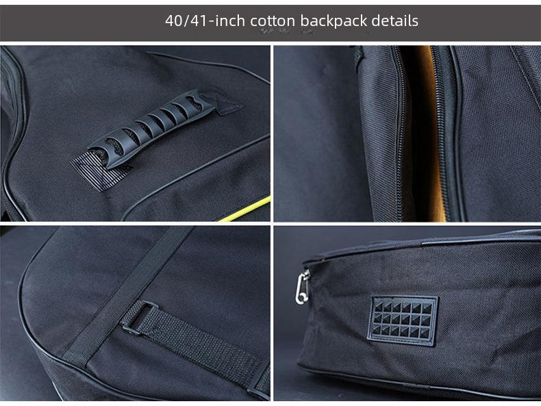 Rucsac pentru chitară de 41 de inci, căptușit, impermeabil, cu căptușeală galbenă - Îngroșat pentru instrumente clasice