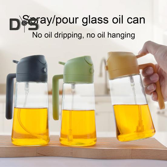 470 ml 2-in-1-Ölspender, lebensmittelecht, BPA-frei, auslaufsicher, große Kapazität, Ölsprüh-Vorratsflasche mit Griff