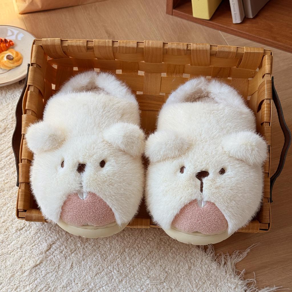 Autumn new cute groundhog cotton slippers warm and non-slip indoor and outdoor wear non-slip warm fluffy slippers