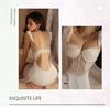 Guiruo Plus Size Deep V Underwire Mesh Camisole Nightgown Set
