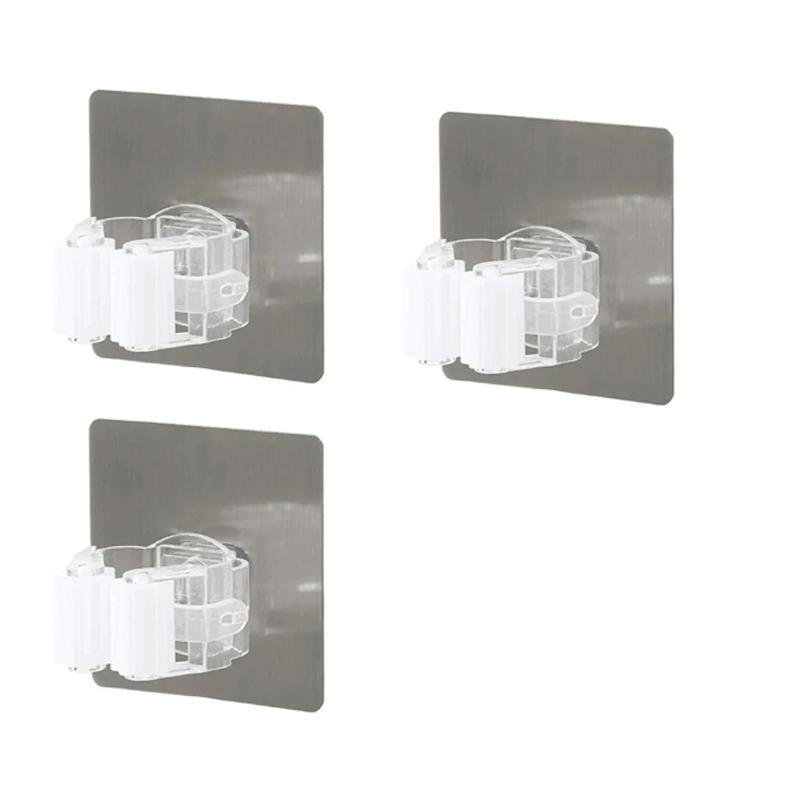 Multipurpose Powerful Mop Clip with No Punching Waterproof and Traceless Mop Hook Wall Mounted Broom Clip Kitchen Broom