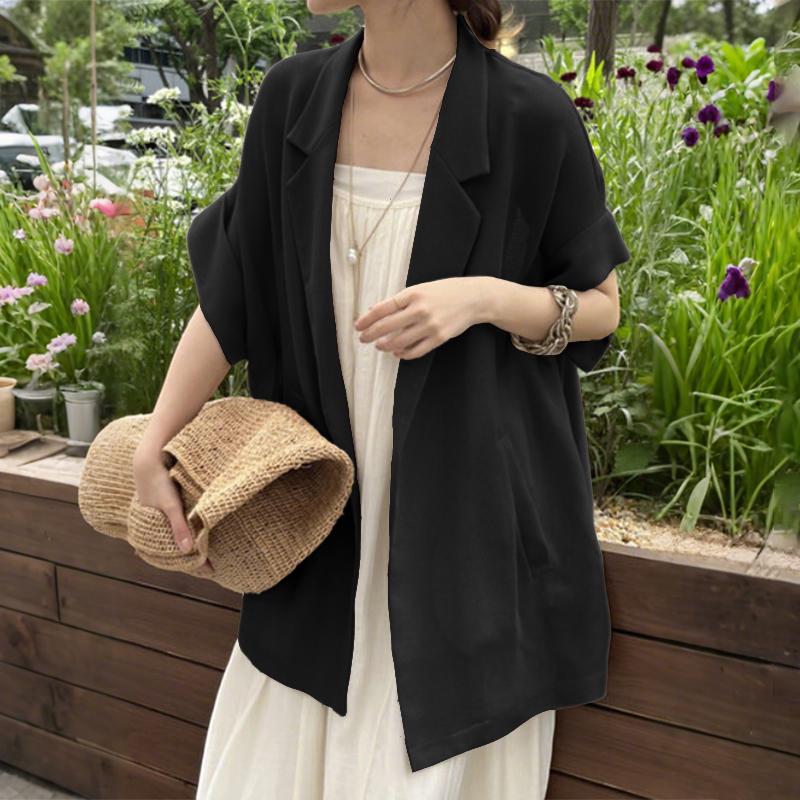 ZANZEA Womens Summer Solid Color Casual Short Sleeve Cardigan Tops