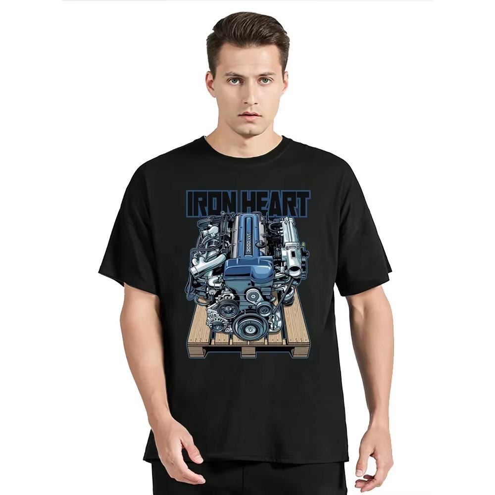 Japan Car 2JZ Engine Turbo Tuning JDM Printing T-Shirt New Fashion Casual  O-Neck Tshirt Mans Clothing Oversized T Shirt