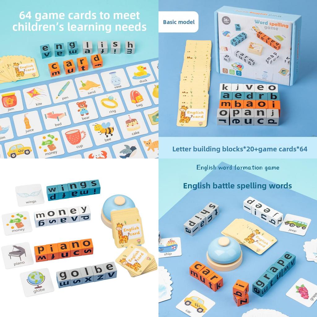 Wooden Kids English Spelling Game With Interactive Word Battles For Learning And Development